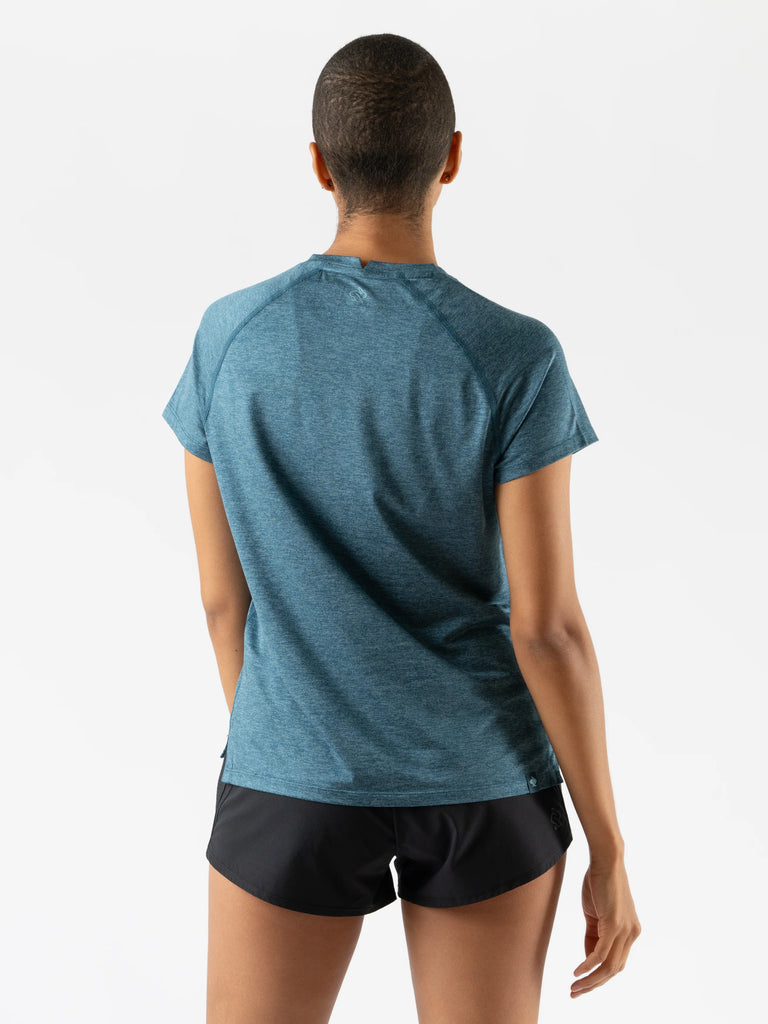 Women's rabbit E Tee SS. Blue/Green.
