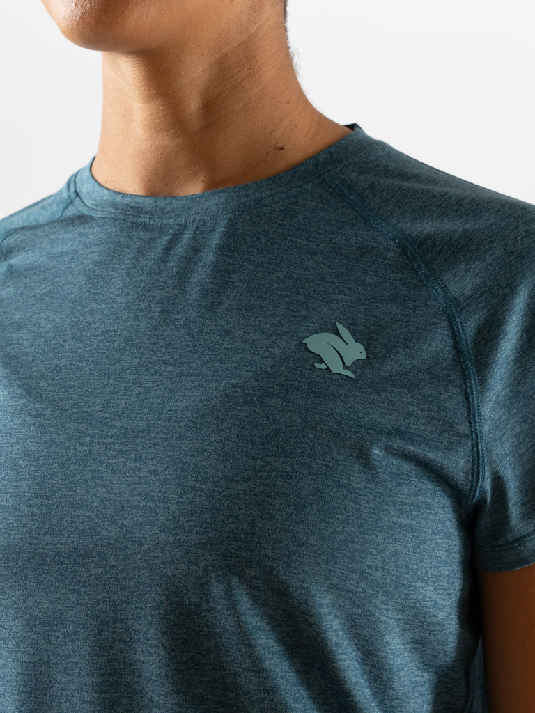 Women's rabbit E Tee SS. Blue/Green.