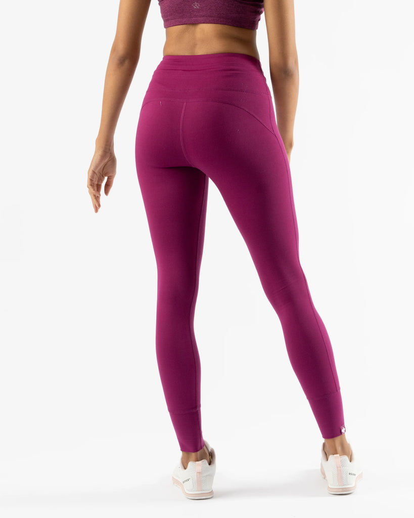 Women's rabbit EZ Tights. Red. Rear view.