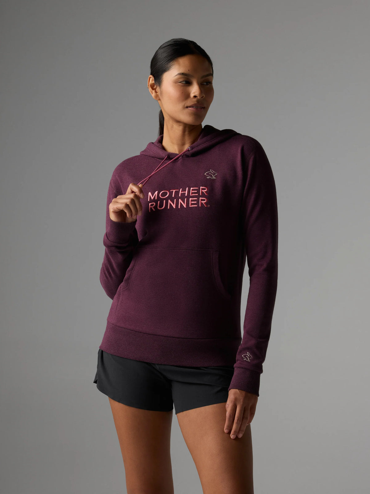 Women's Rabbit Go-To Hoodie- Mother Runner. Mauve colorway. Front view.
