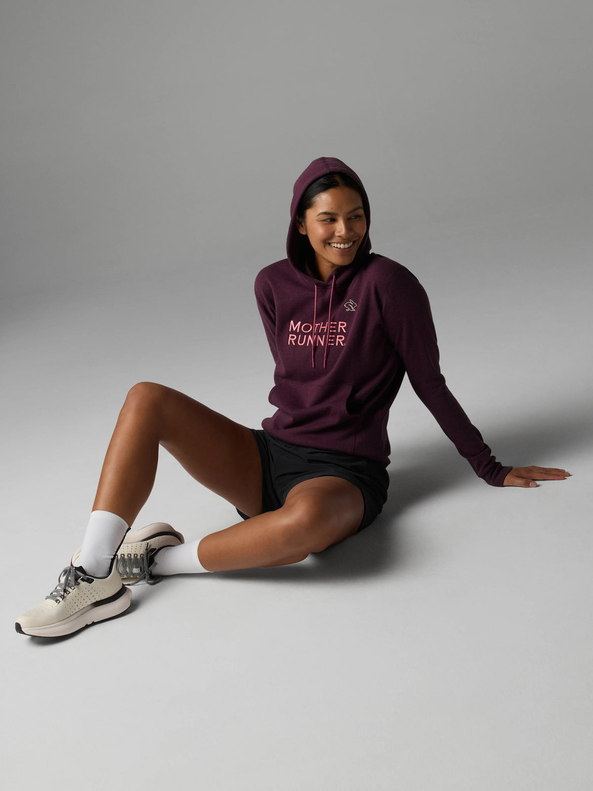 Women's Rabbit Go-To Hoodie- Mother Runner. Mauve colorway. Front view.
