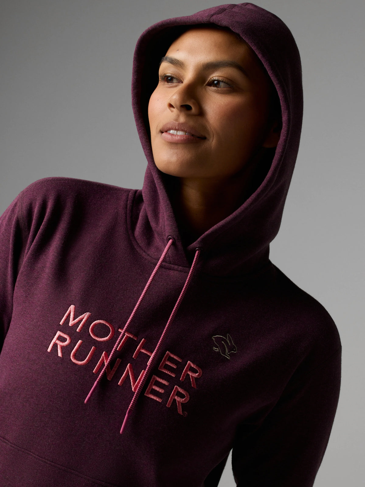 Women's Rabbit Go-To Hoodie- Mother Runner. Mauve colorway. Front view.
