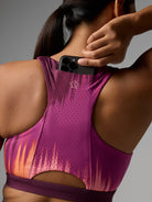 Women's rabbit Pocket Bra in Mauve Ikat Mother Runner, detail view