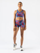 Women's rabbit Speed Leggy Shorts. Floral print. Front view.