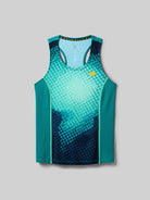 Women's Rabbit Tempo Tank. Blue and green shades. Front view.