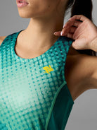 Women's Rabbit Tempo Tank. Blue and green shades. Front view.