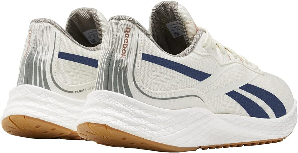 Women's Reebok Floatride Energy Grow. White upper. White midsole. Rear/Lateral view.