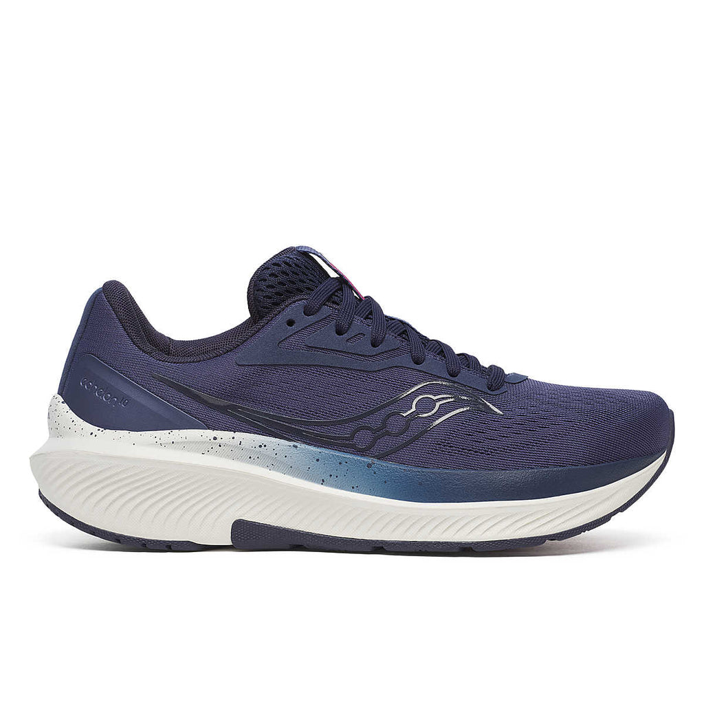 Women's Saucony Echelon 10. Navy blue upper. Navy blue and white midsole. Lateral view.
