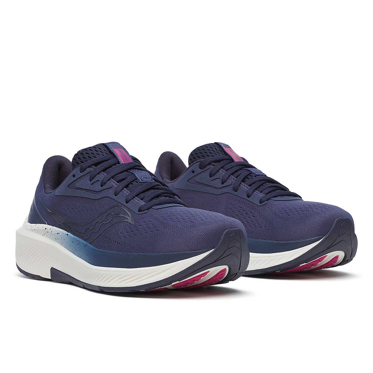 Women's Saucony Echelon 10. Navy blue upper. Navy blue and white midsole. Lateral view.