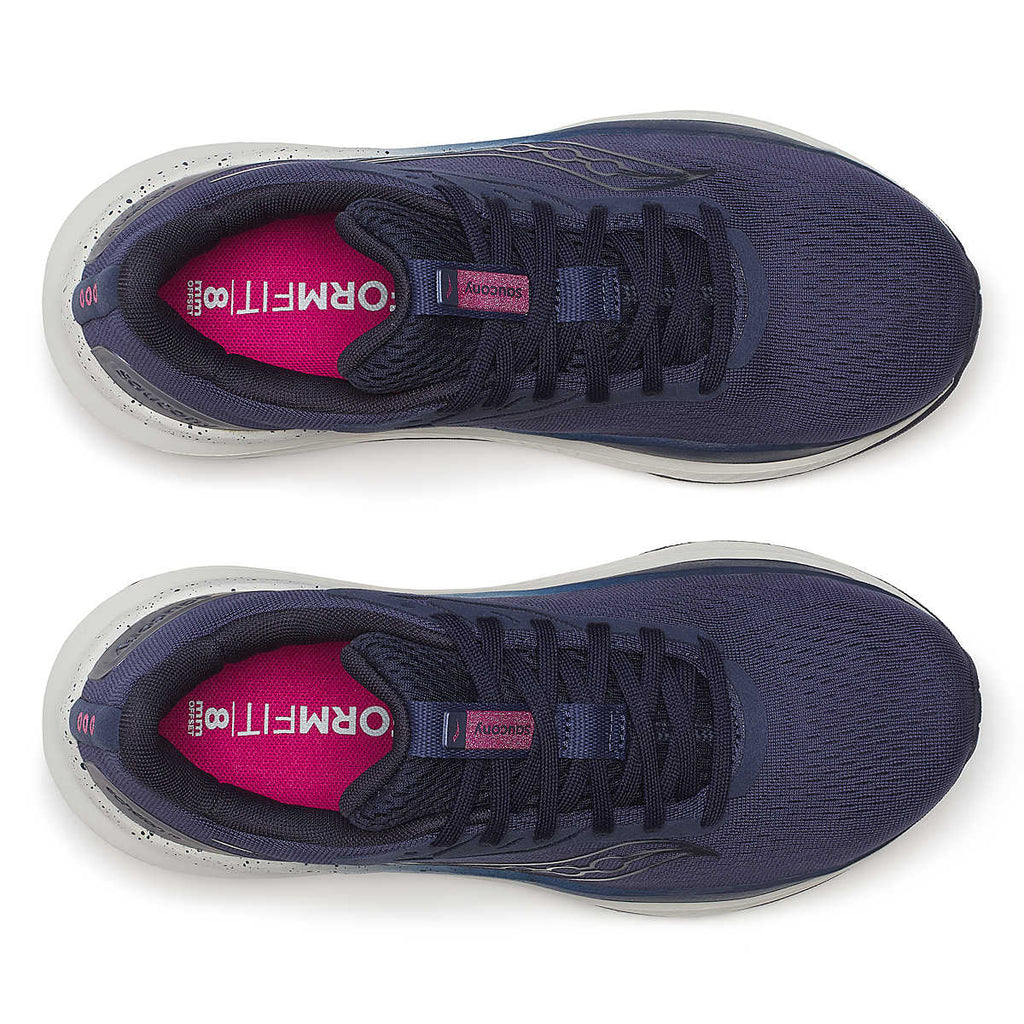 Women's Saucony Echelon 10. Navy blue upper. Navy blue and white midsole. Top view.