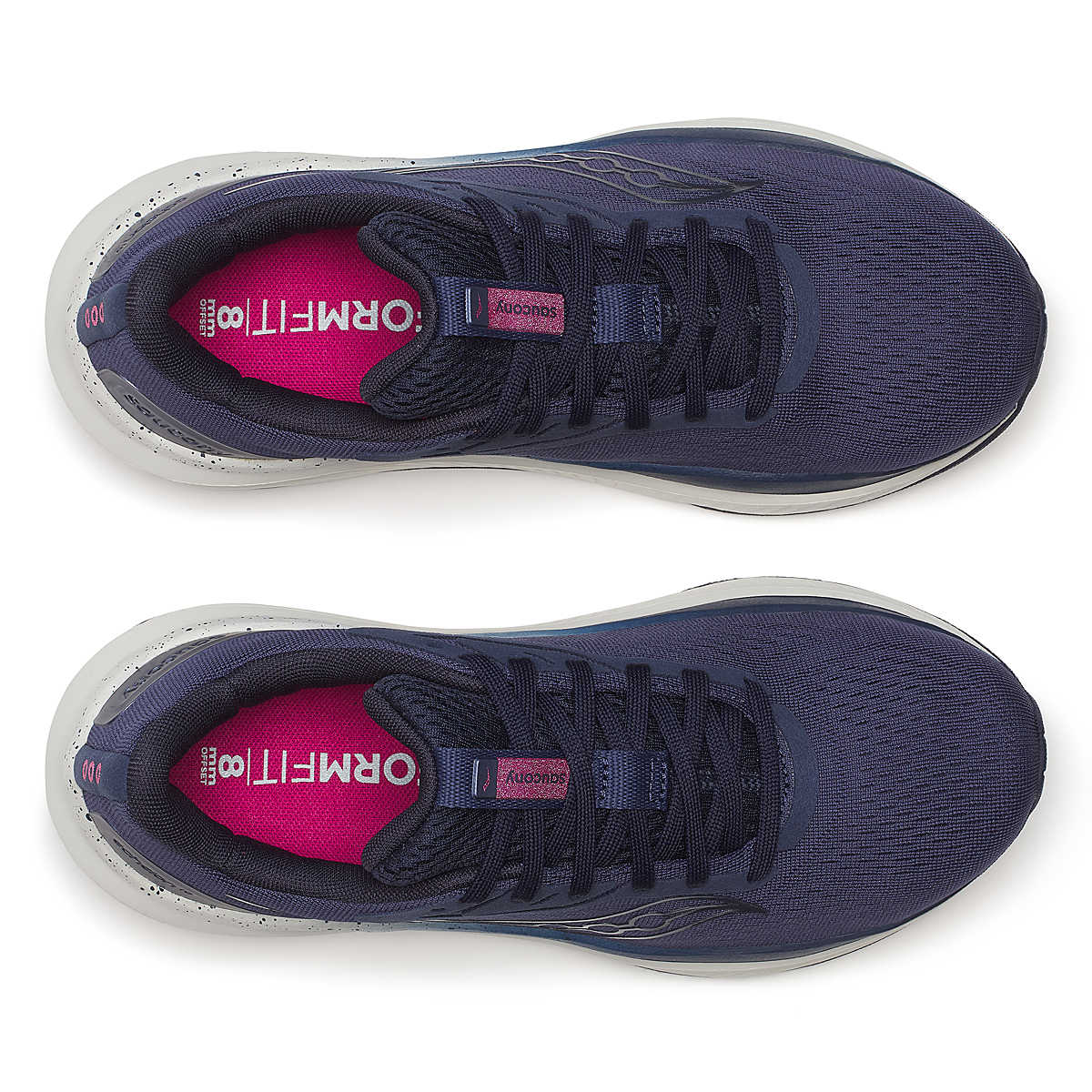 Women's Saucony Echelon 10. Navy blue upper. Navy blue and white midsole. Top view.