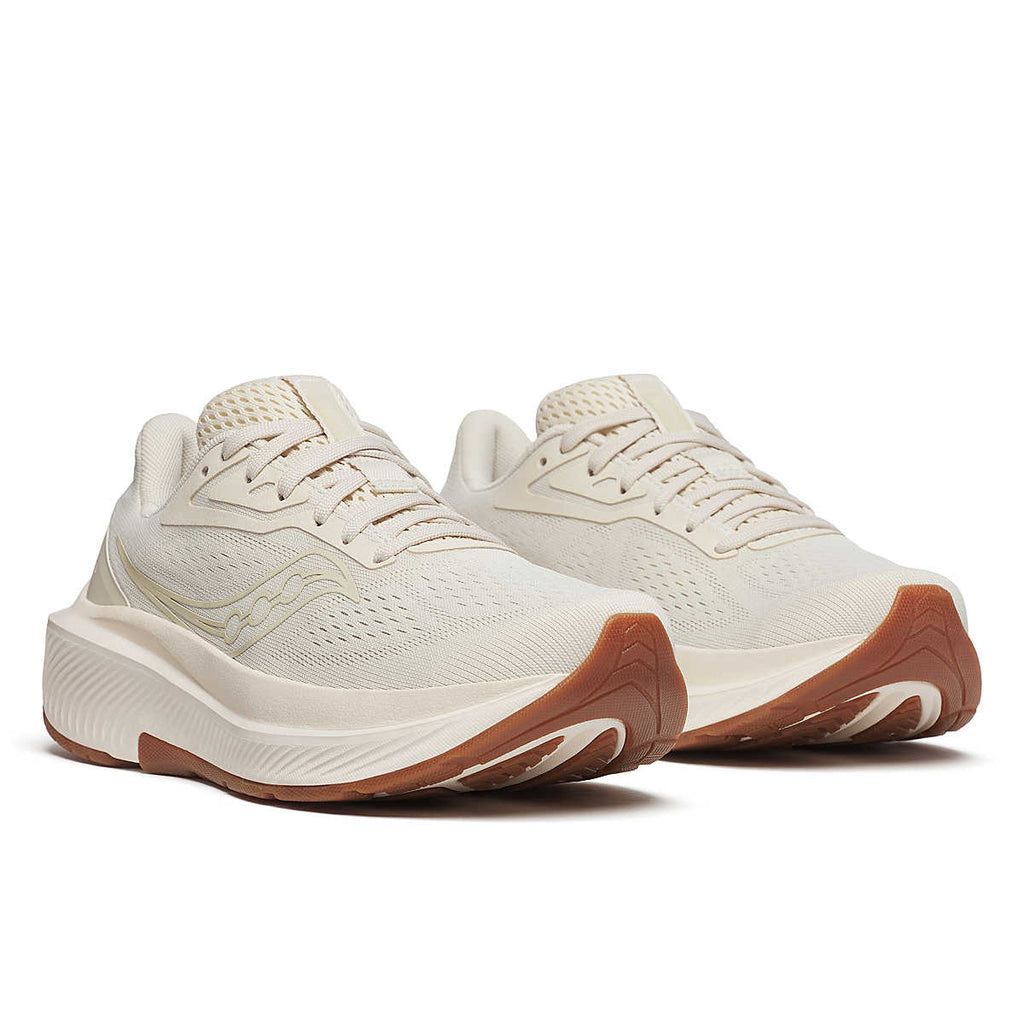 Women's Saucony Echelon 10. Cream upper. Cream midsole. Lateral view.