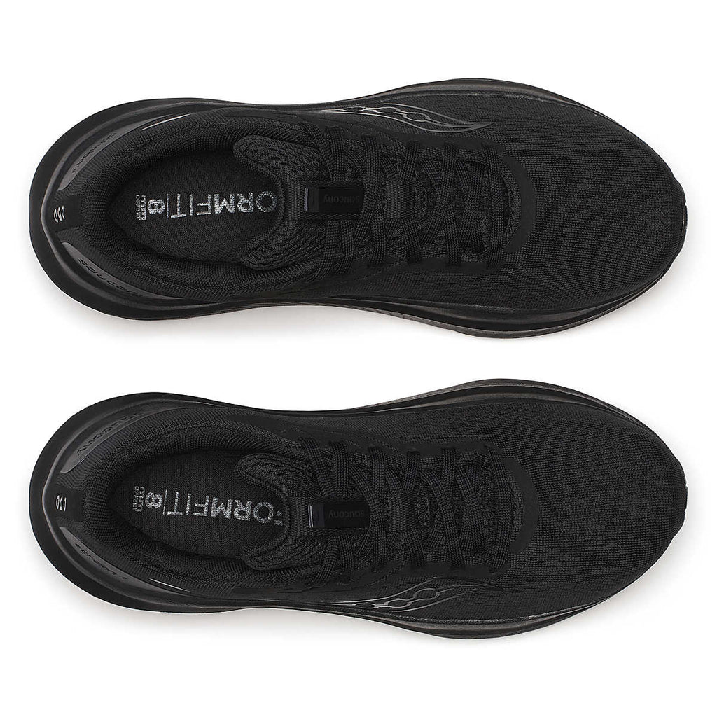 Women's Saucony Echelon 10. Black upper. Black midsole. Top view.
