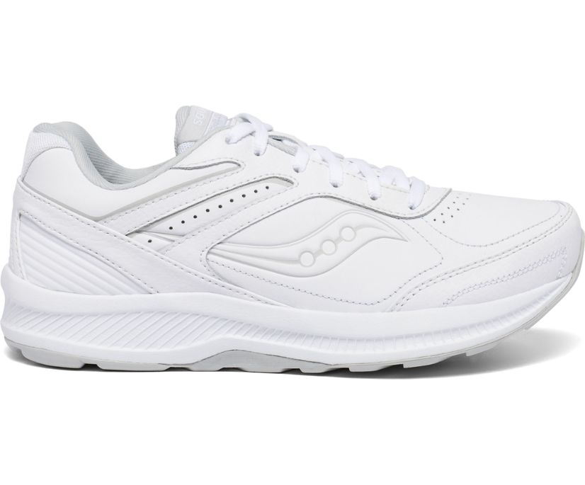 Women's Saucony Echelon Walker 3 in White, lateral view.