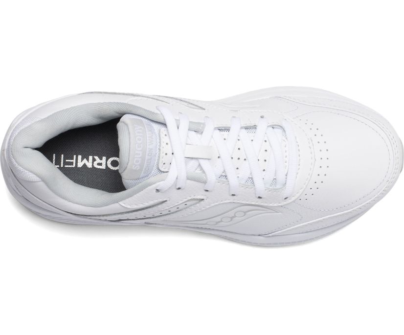Women's Saucony Echelon Walker 3 in White, top view.