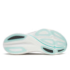 Women's Saucony Endorphin Azura. Black and light blue upper. White midsole. Bottom view.