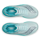 Women's Saucony Endorphin Azura. Light green upper. White midsole. Top view.
