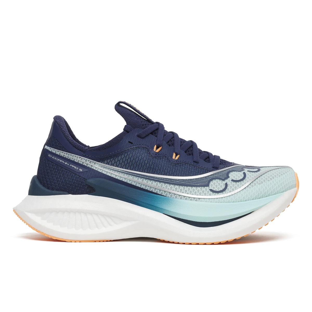 Women's Saucony Endorphin Pro 5. Spa/Naval. Lateral view.