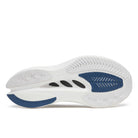 Women's Saucony Endorphin Pro 5. Blue and gold upper. White midsole. Bottom view.