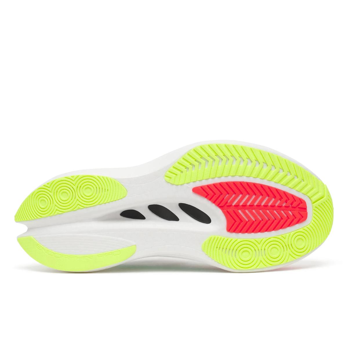 Women's Saucony Endorphin Pro 5. White/Multi. Outsole view.
