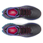 Women's Saucony Endorphin Speed 4. Dark Grey upper. Teal midsole. Top view.