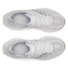 Women's Saucony Endorphin Speed 5. White/Gum. Top view.