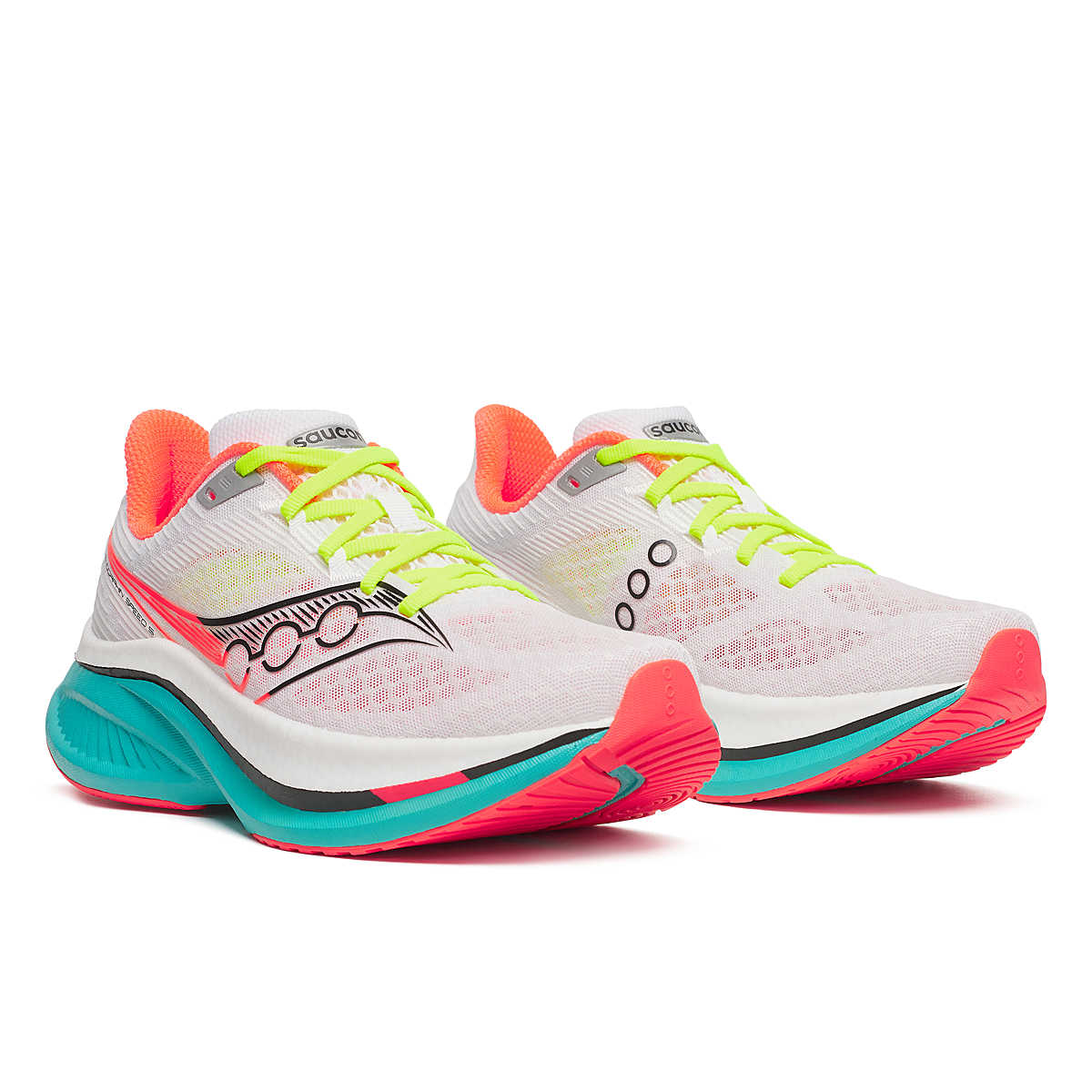 Women's Saucony Endorphin Speed 5 in White/Mutant, lateral view