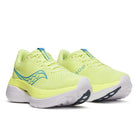 Women's Saucony Endorphin Trainer. Sunny/Denim. Lateral view.