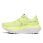 Women's Saucony Endorphin Trainer. Sunny/Denim. Medial view.