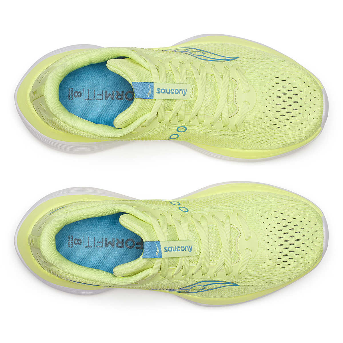 Women's Saucony Endorphin Trainer. Sunny/Denim. Top view.