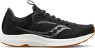 Women's Saucony Freedom 5. Black upper. White midsole. Lateral view.