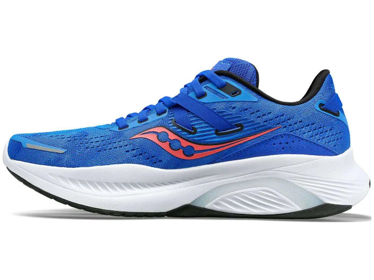 Women's Saucony Guide 16. Blue upper. White midsole. Medial view.