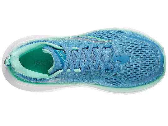 Women's Saucony Guide 17. Blue upper. White midsole. Top view.
