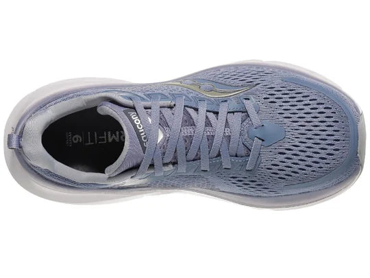 Women's Saucony Guide 17. Blue/Grey upper. White midsole. Top view.