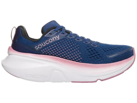 Women's Saucony Guide 17. Blue upper. White midsole. Lateral view.