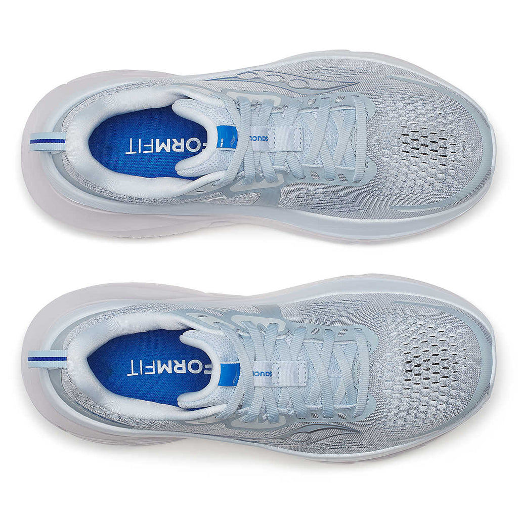 Women's Saucony Guide 18. Light Blue upper. White midsole. Top view.