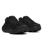 Women's Saucony Guide 18. Black upper. Black midsole. Angled lateral view.
