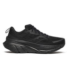 Women's Saucony Guide 18. Black upper. Black midsole. Lateral view.