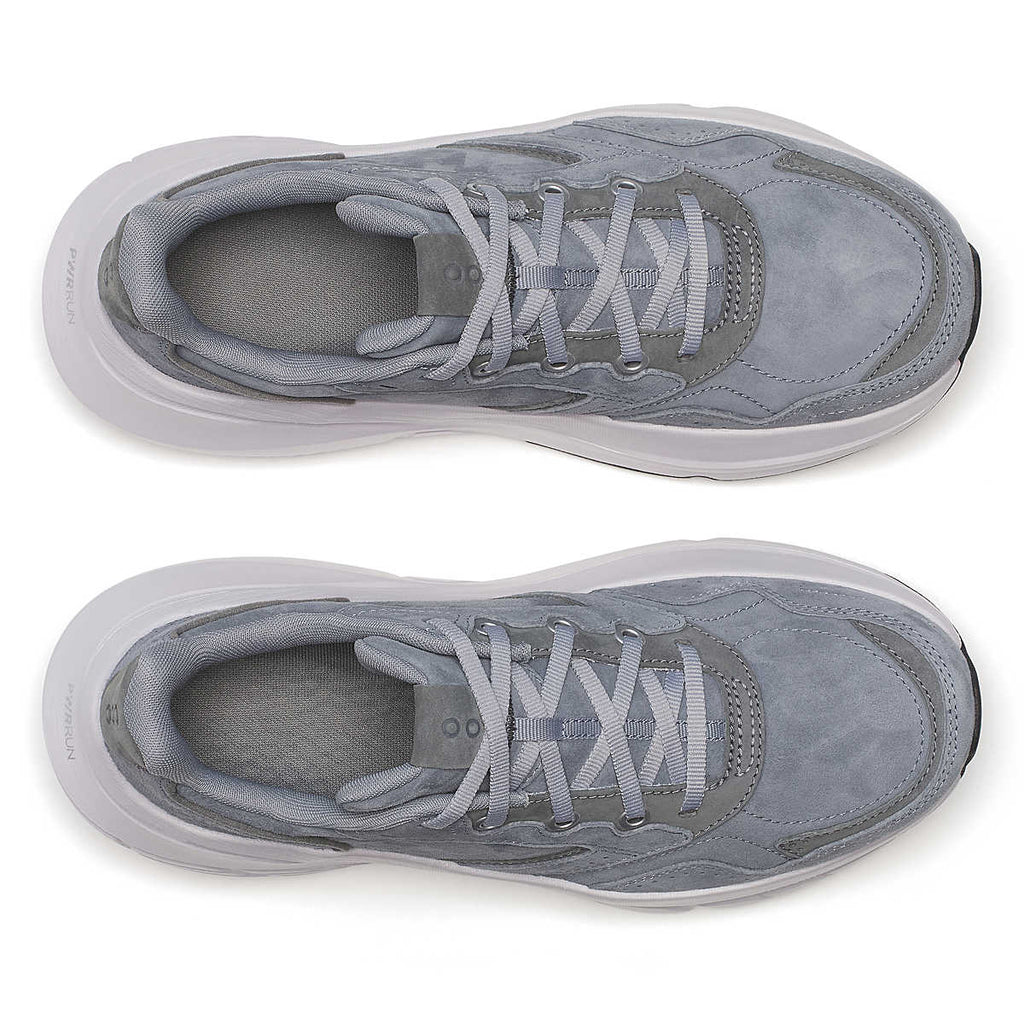 Women's Saucony Guide Metro LE. Grey upper. White midsole. Top view.