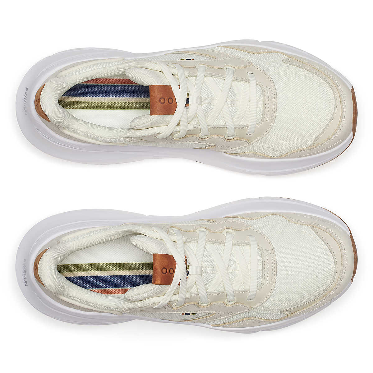 Women's Saucony Guide Metro. Beige upper. White midsole. Top view.