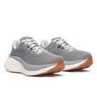 Women's Saucony Hurricane 24. Grey upper. White/Off White midsole. Lateral view.