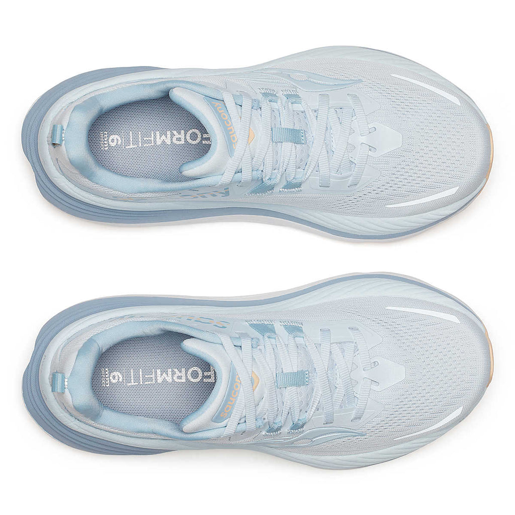 Women's Saucony Hurricane 24. Light Blue upper. White/Blue midsole. Top view.