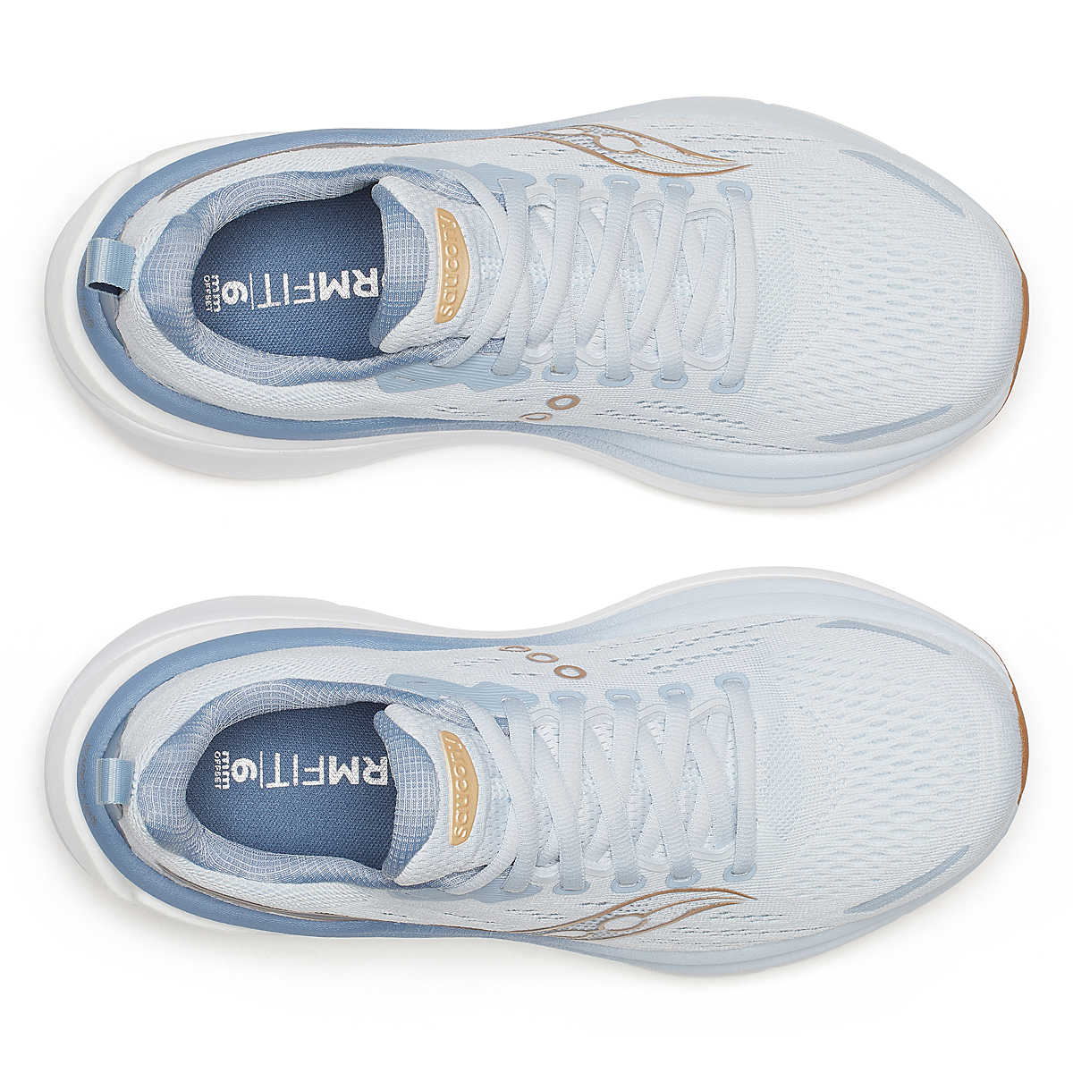 Women's Saucony Hurricane 25. Light blue upper. White midsole. Top view.