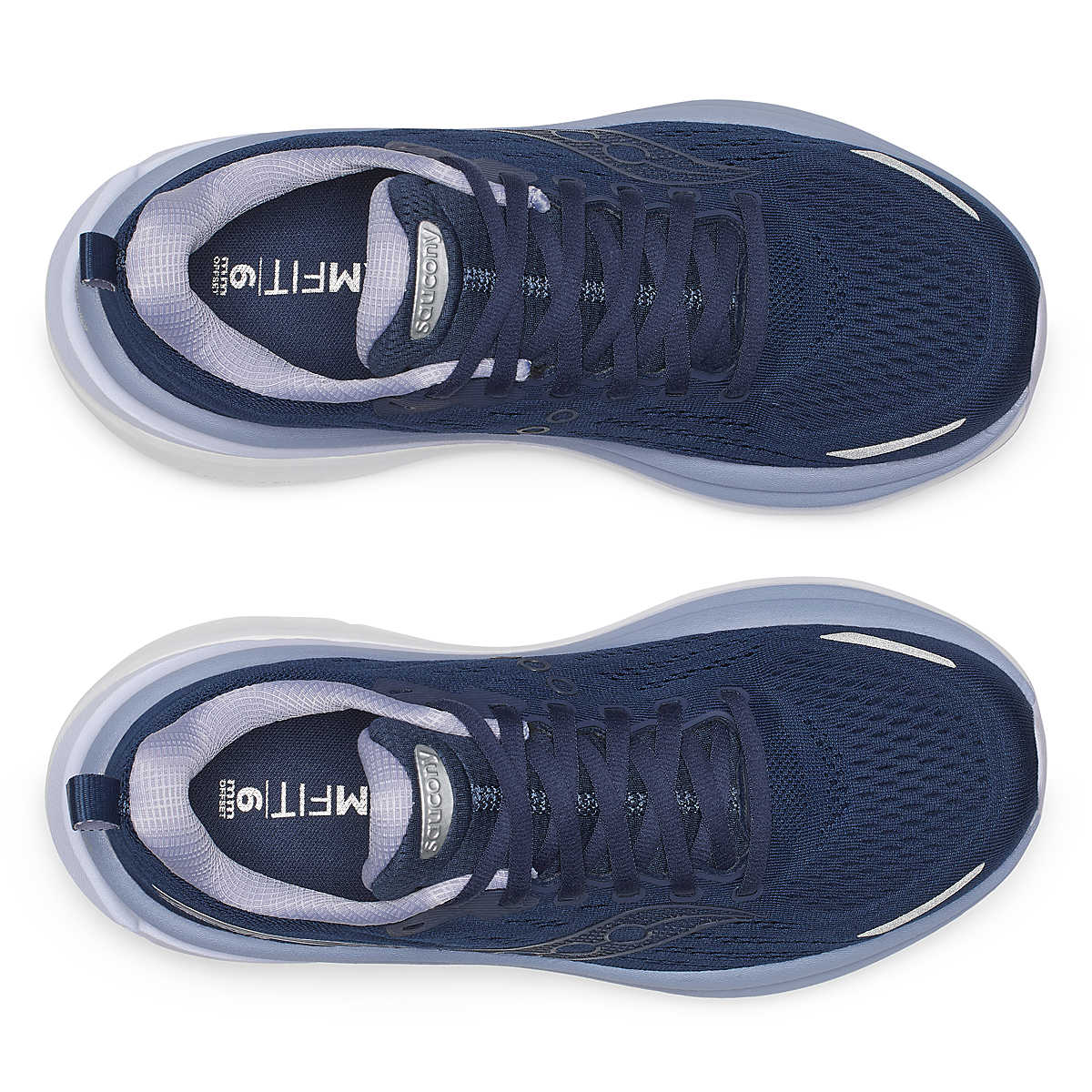 Women's Saucony Hurricane 25. Navy/Aster. Top view.