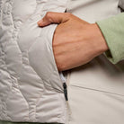 Women's Saucony Hurricane Insulated Vest. White. Pocket closeup.