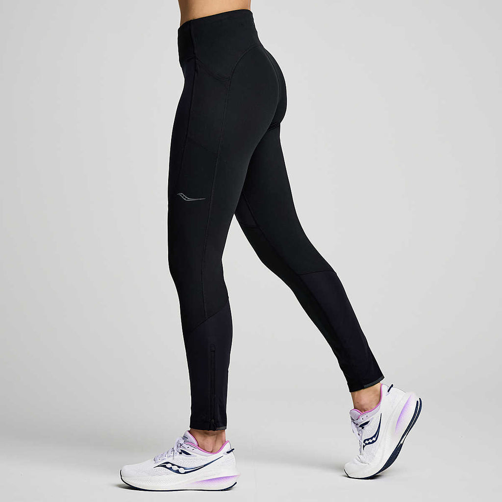 Women's Saucony Hurricane Wind Tights. Black.