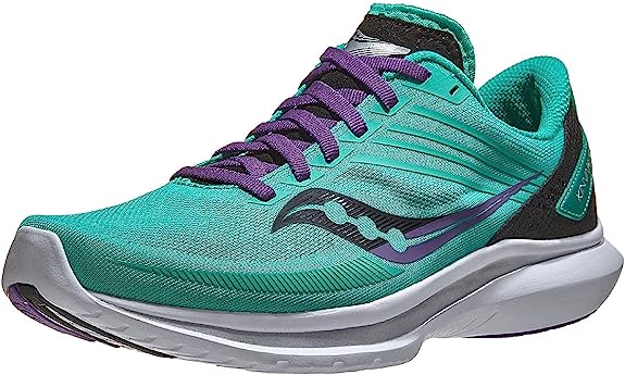 Women's Saucony Kinvara 12. Green upper. White midsole. Lateral view.