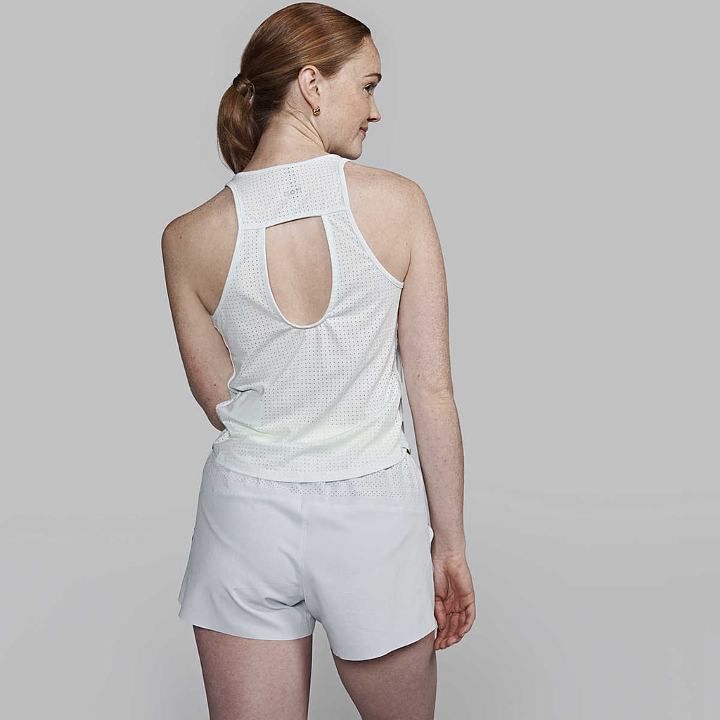 Women's Saucony Kinvara Keyhole Tank. White. Back view.