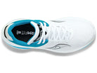 Women's Saucony Kinvara Pro. White upper. White/Blue midsole. Top view.
