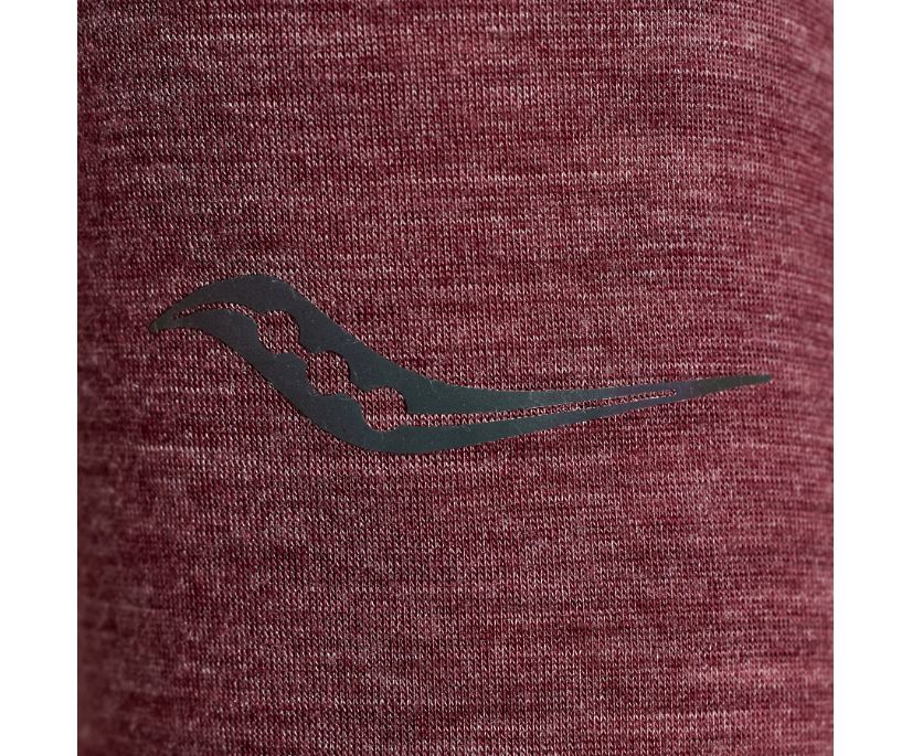 Women's Saucony Peregrine Merino Long Sleeve. Sundown Heather. Logo closeup.